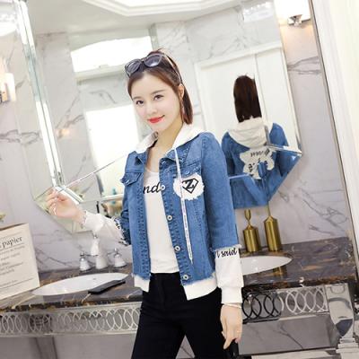 ÁO KHOÁC JEAN CÓ NÓN PHỐI TRẮNG IN HÌNH - NK300